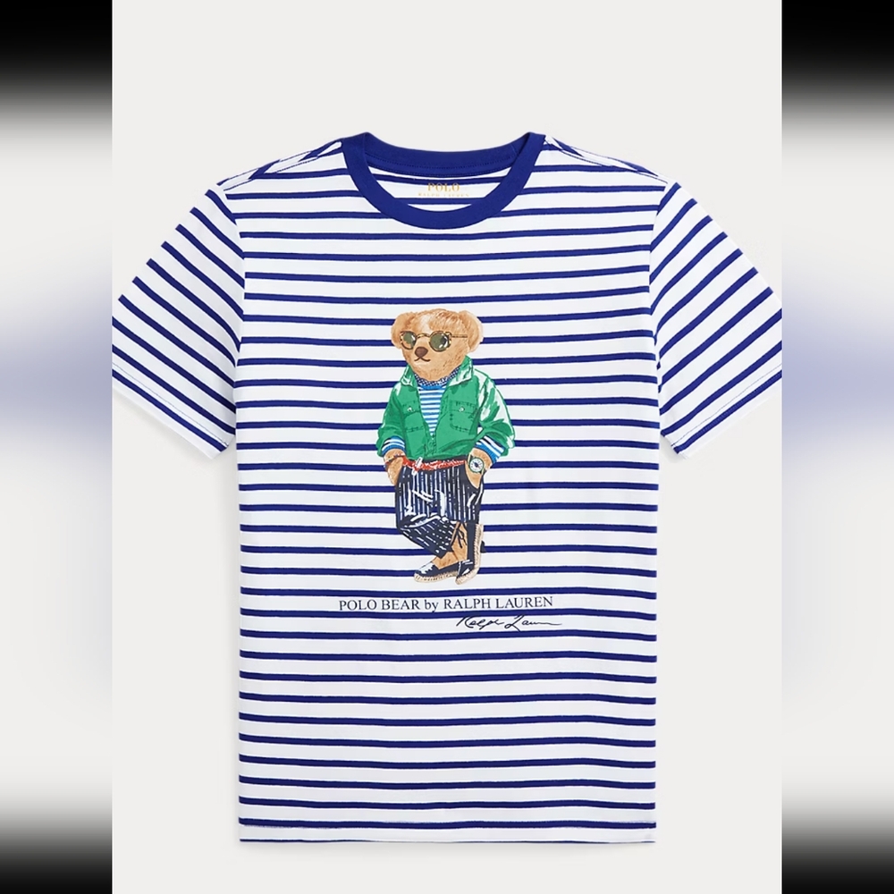 Polo Ralph Lauren Cool Bear Blue White Striped T Shirt Size 4T